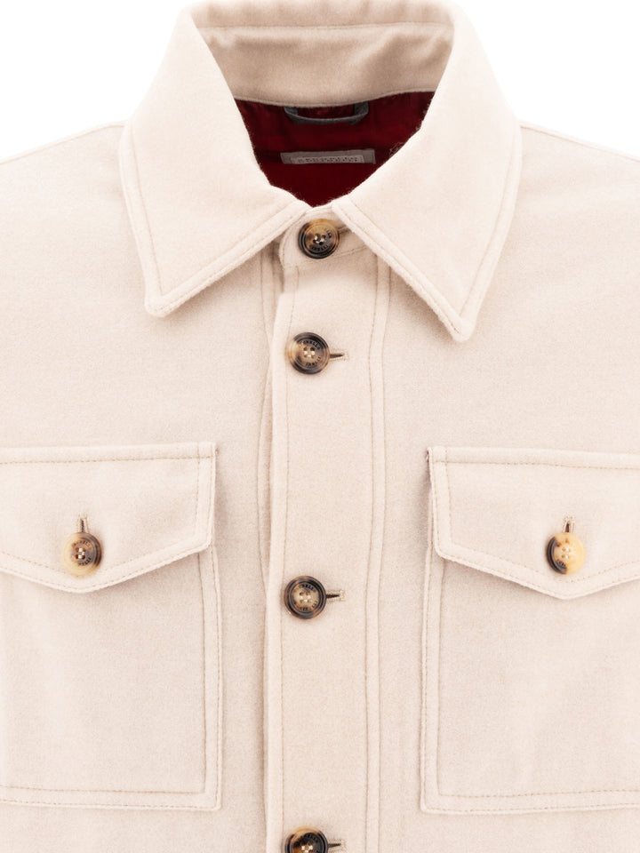 Lightweight Water-Resistant Cashmere Overshirt Giacche Beige