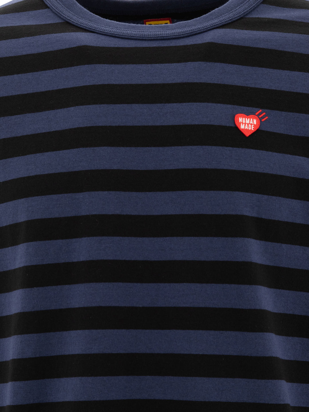 Striped T-Shirt With Logo Patch T-Shirts Blu