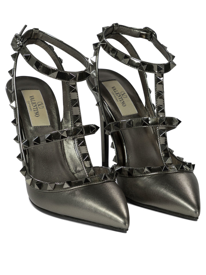 Rockstud Heeled Shoes Grey