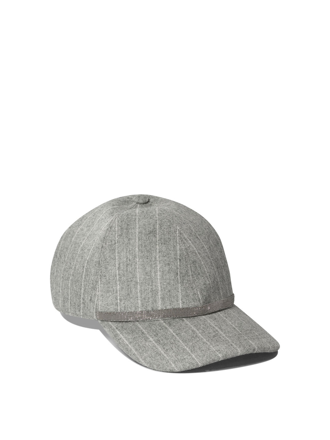 Chalkstripe Flannel Cap With Shiny Band Cappelli Grey