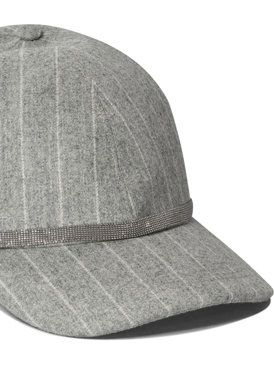 Chalkstripe Flannel Cap With Shiny Band Cappelli Grey