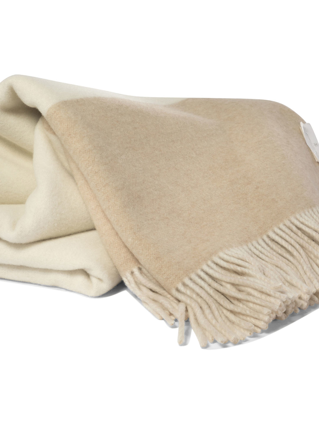 Cashmere Double Cloth Throw With Border And Fringe Textiles Beige