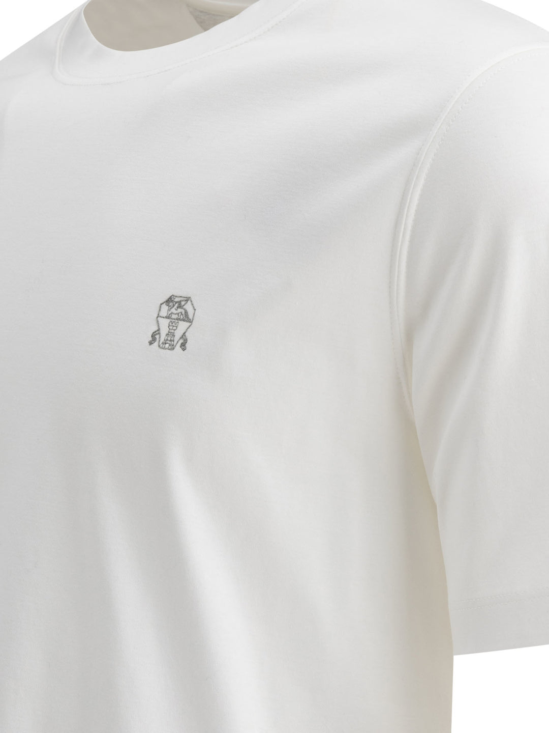 T-Shirt With Embroidered Logo T-Shirts Bianco