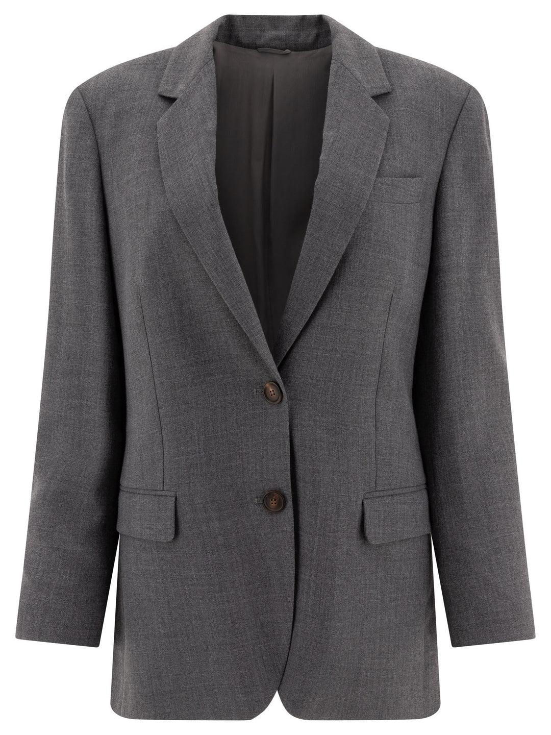 Single-Breasted Wool Blend Blazer Giacche Grey