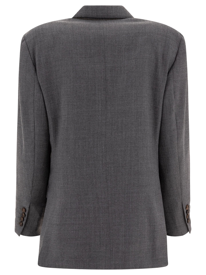 Single-Breasted Wool Blend Blazer Giacche Grey