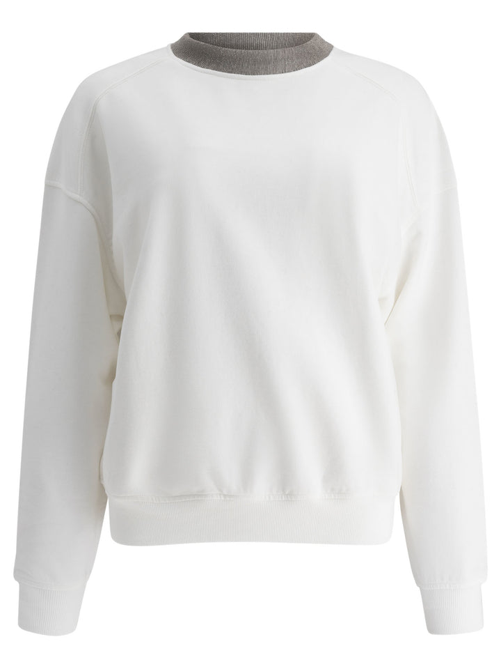 Precious Ribbed Collar Sweatshirt Sweatshirts Bianco