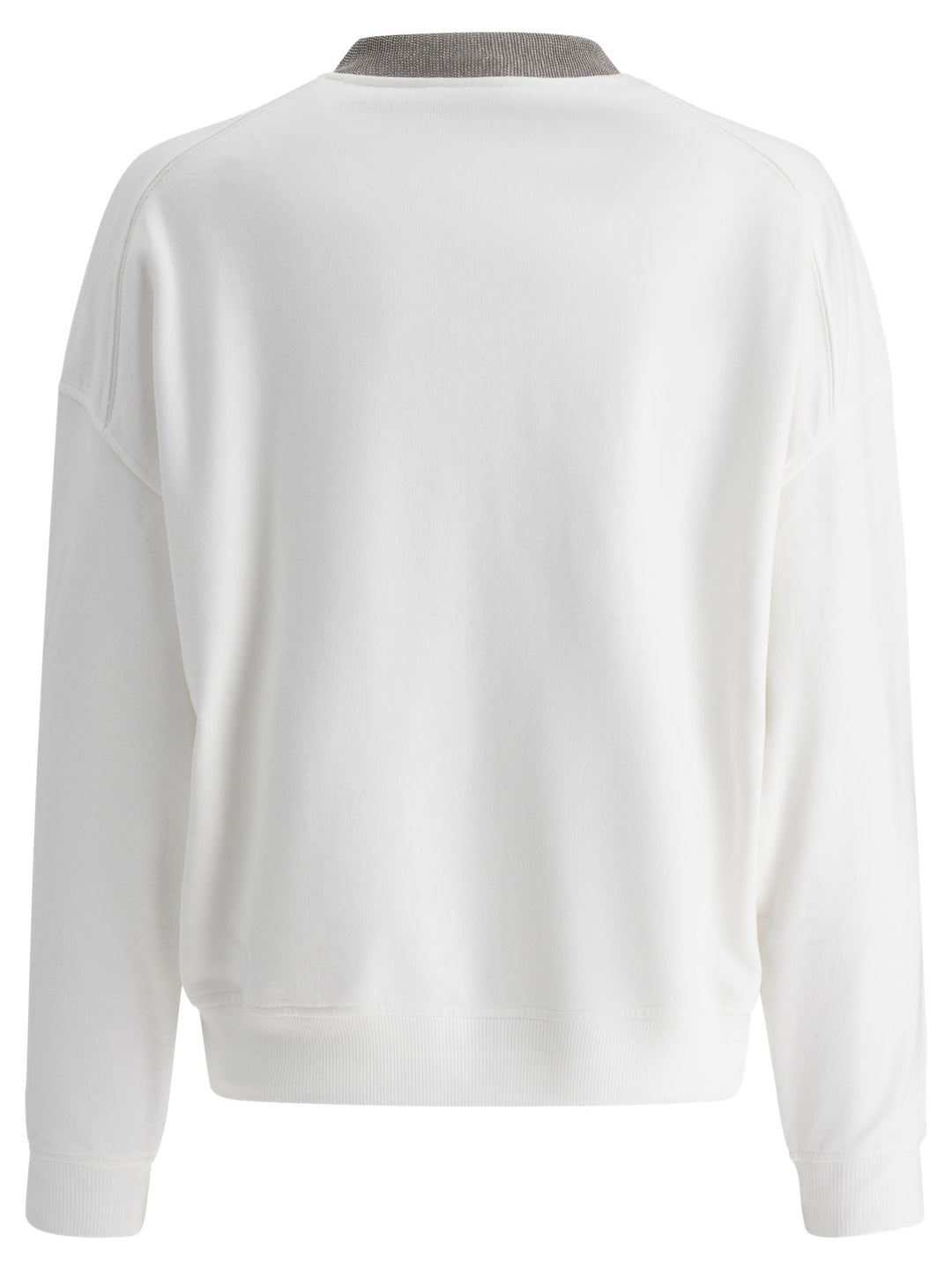 Precious Ribbed Collar Sweatshirt Sweatshirts Bianco