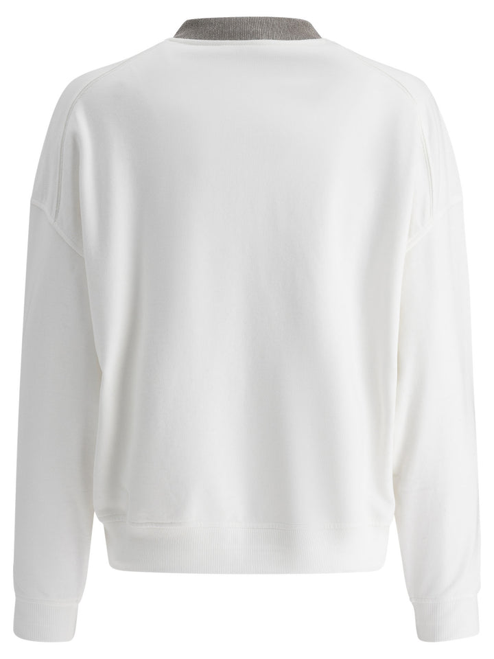 Precious Ribbed Collar Sweatshirt Sweatshirts Bianco