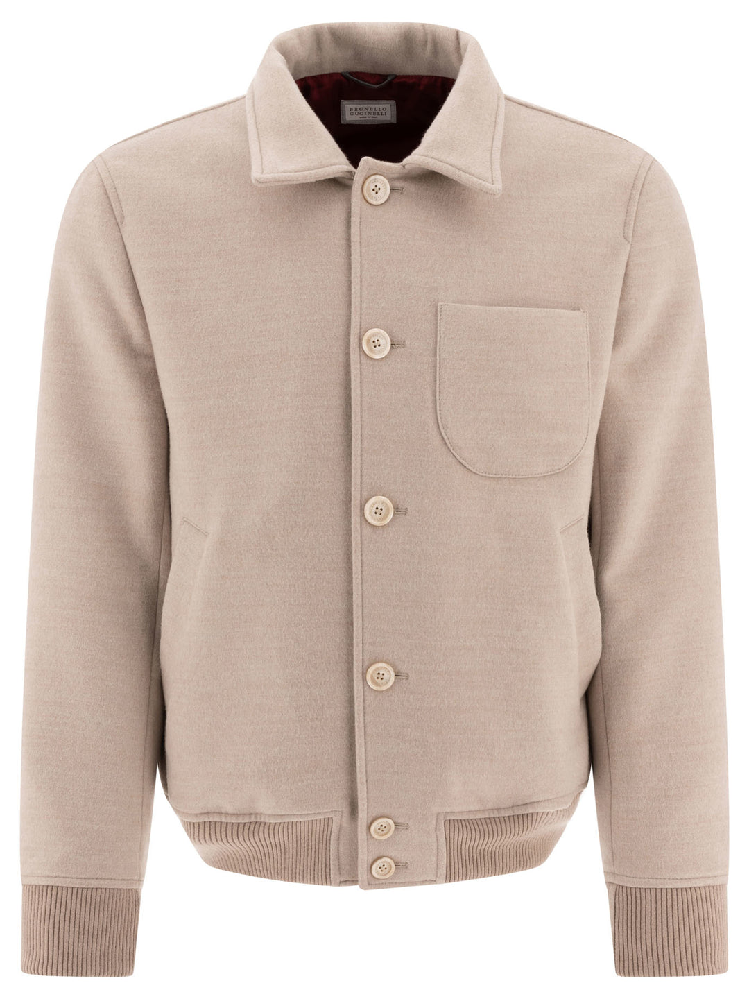 Wool Double Beaver Bomber Jacket Giacche Beige