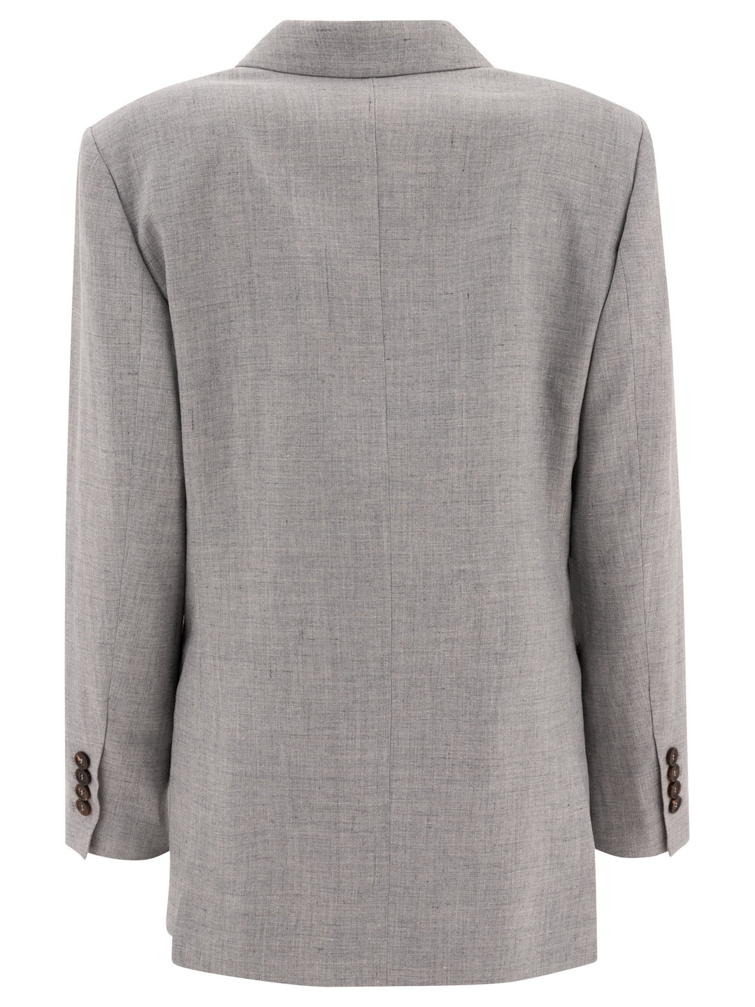 Linen And Wool Canvas Blazer With Monili Giacche Grey