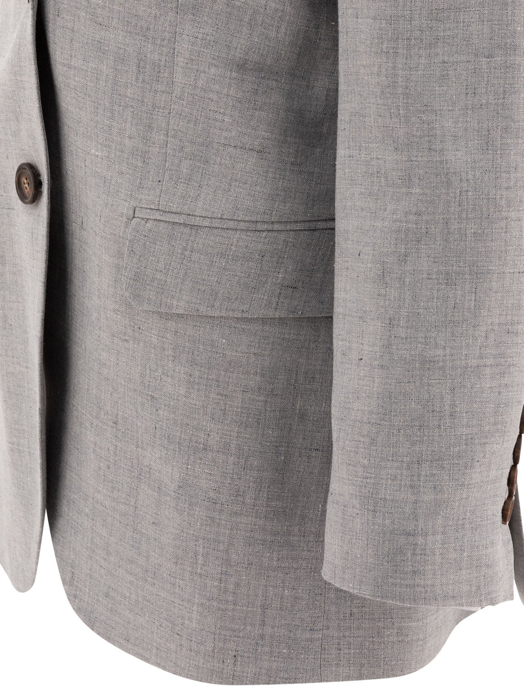 Linen And Wool Canvas Blazer With Monili Giacche Grey