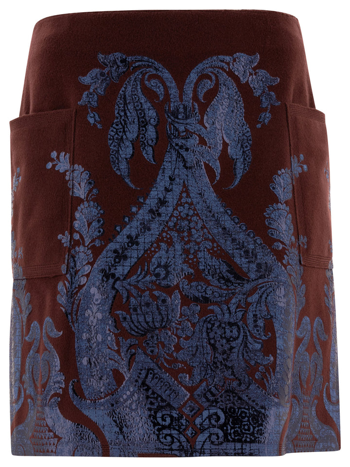 Mini Skirt With Metallic Print Gonne Bordeaux