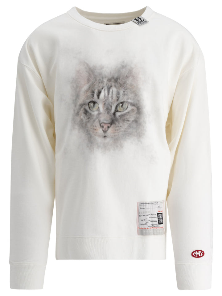 Cat Printed Sweatshirt Sweatshirts Bianco