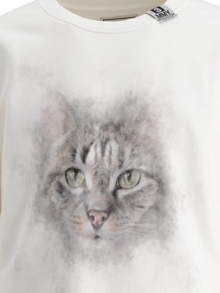 Cat Printed Sweatshirt Sweatshirts Bianco