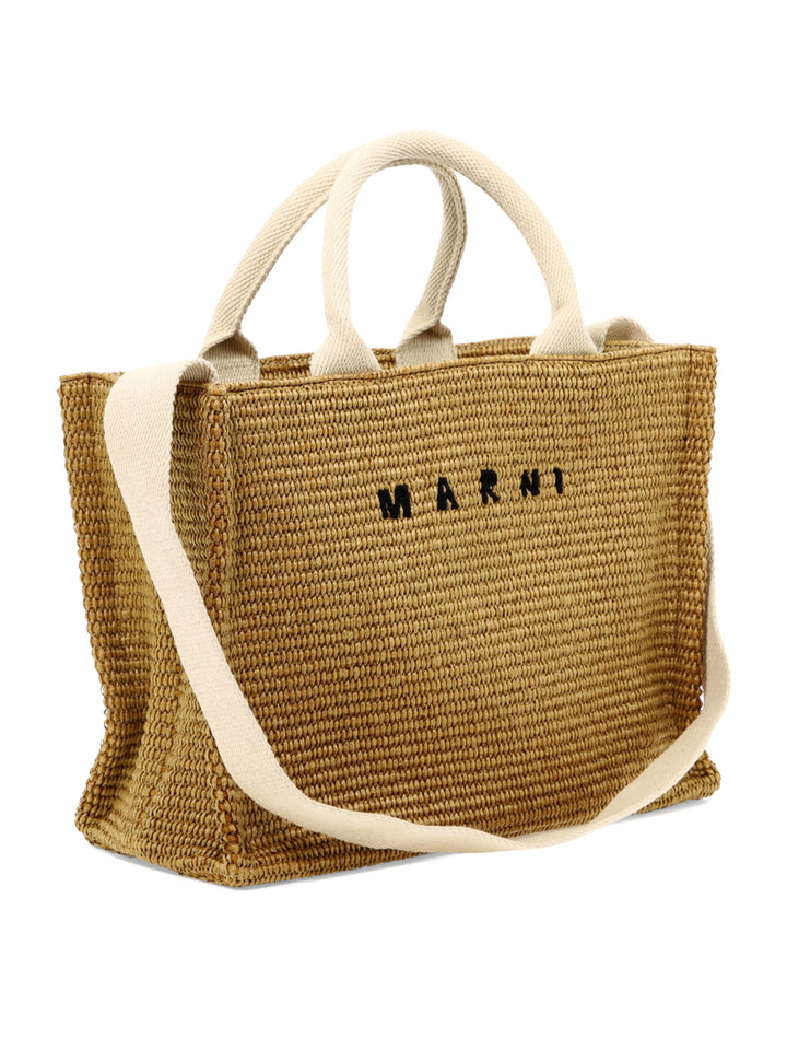 Raffia-Effect Small Tote Bag Handbags Beige