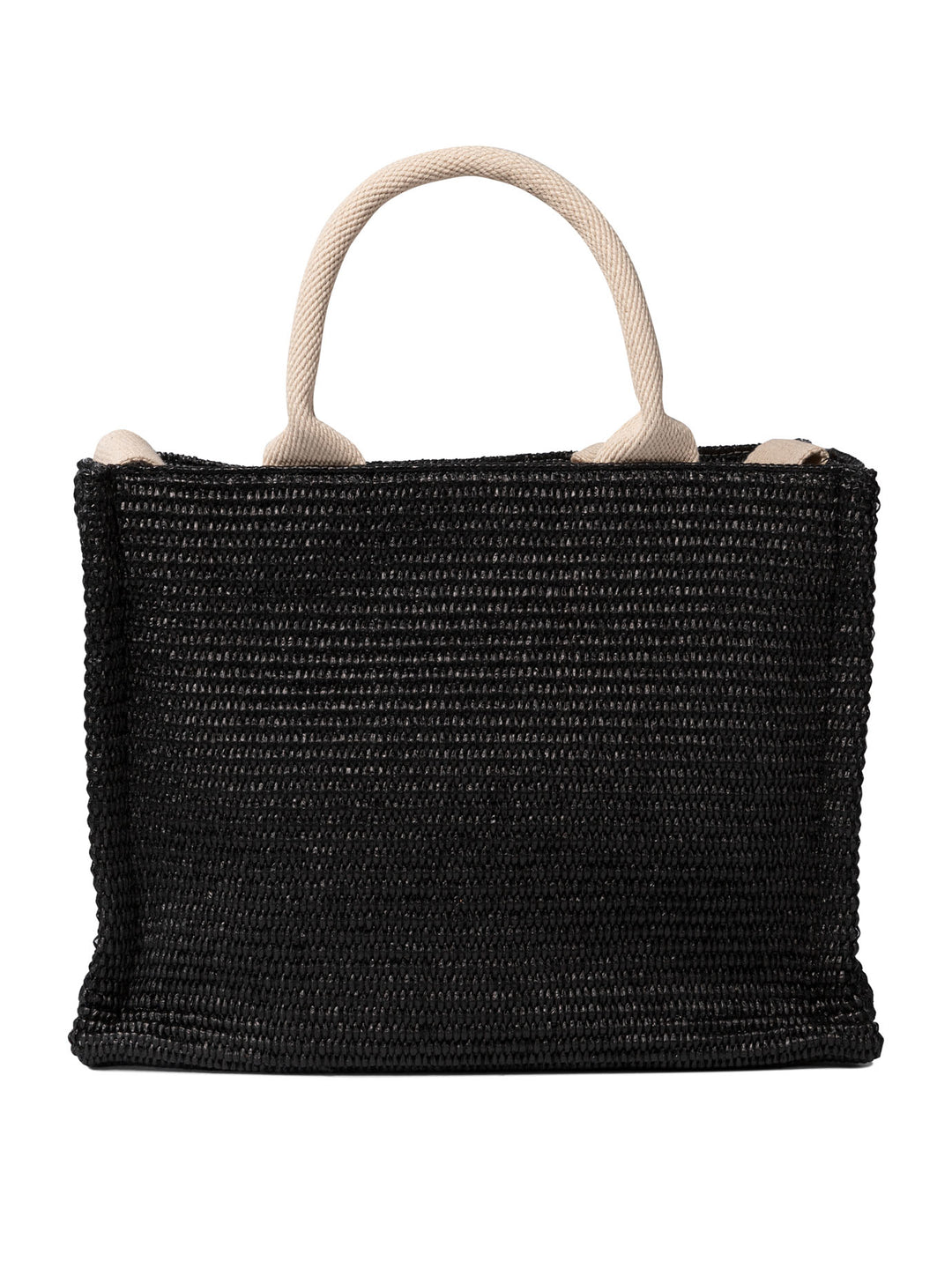 Raffia-Effect Small Tote Bag Handbags Nero