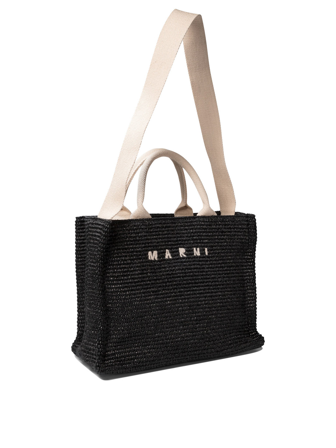 Raffia-Effect Small Tote Bag Handbags Nero