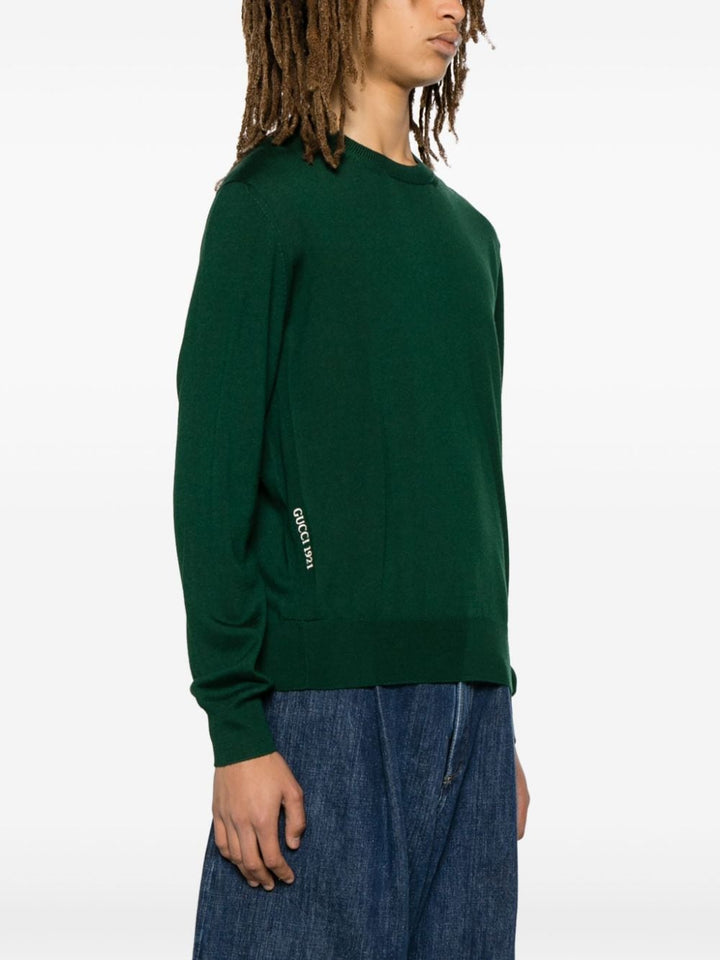 Maglione Con Logo Ricamato Sul Fianco Knitwear Verde