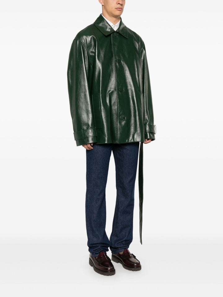 Trench In Pelle Lucida Coats Verde