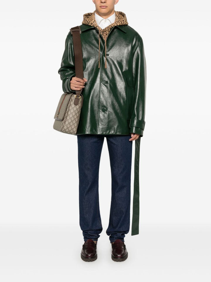 Trench In Pelle Lucida Coats Verde