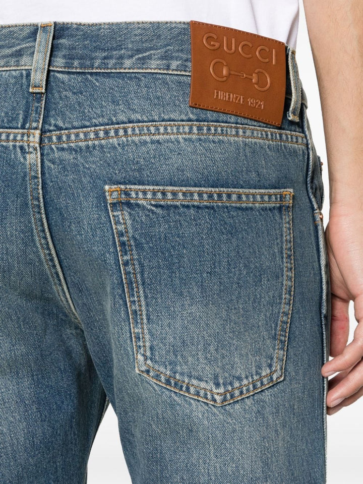 Affusolati Con Logo Horsebit Jeans Blu