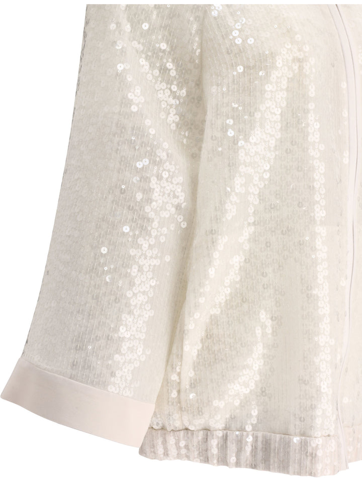 Giacca In Paillettes Con Cappuccio Sweatshirts Bianco