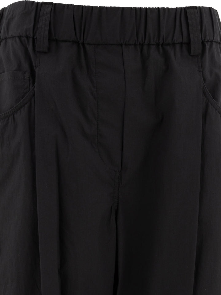 Pantaloni Cropped Con Vita Elasticizzata Trousers Nero