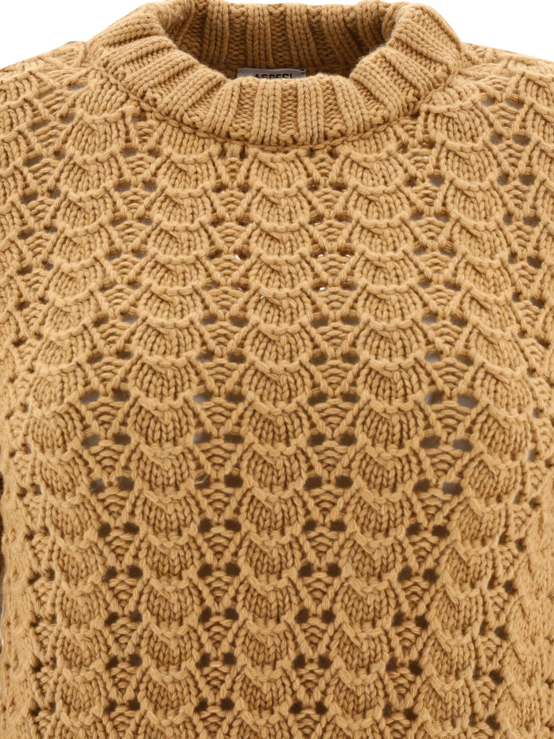 Maglione Girocollo In Maglia Pointelle Knitwear Marrone