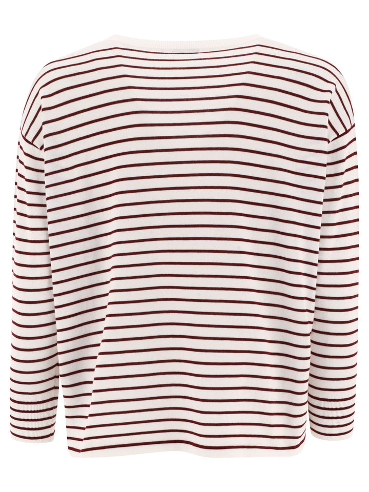 Maglione A Righe In Maglia Fine Knitwear Rosso