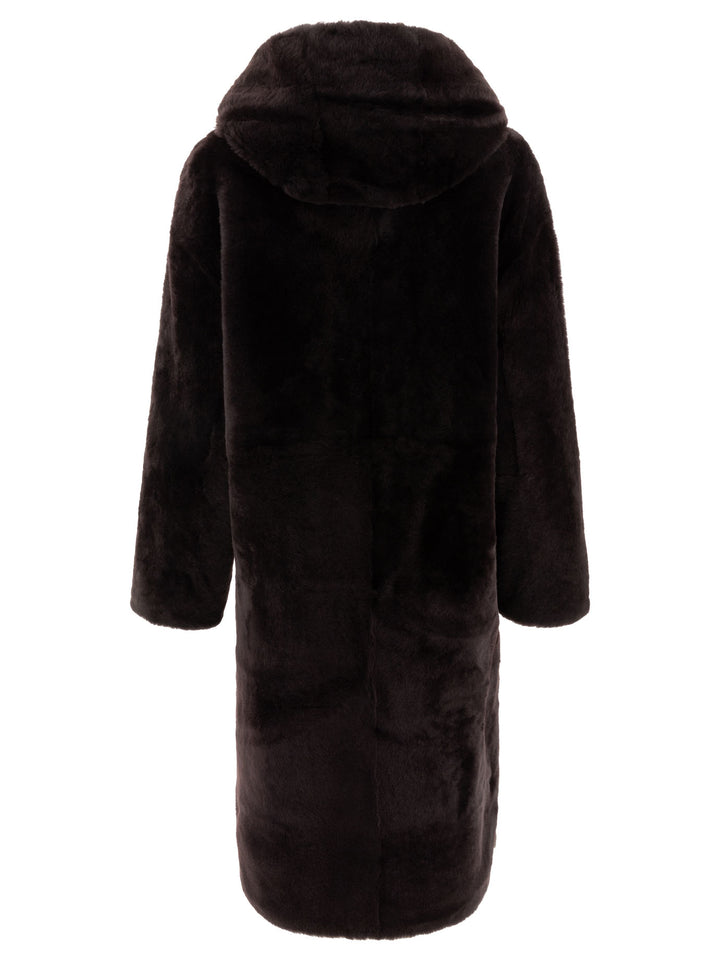 Cappotto In Shearling Con Cappuccio Coats Marrone