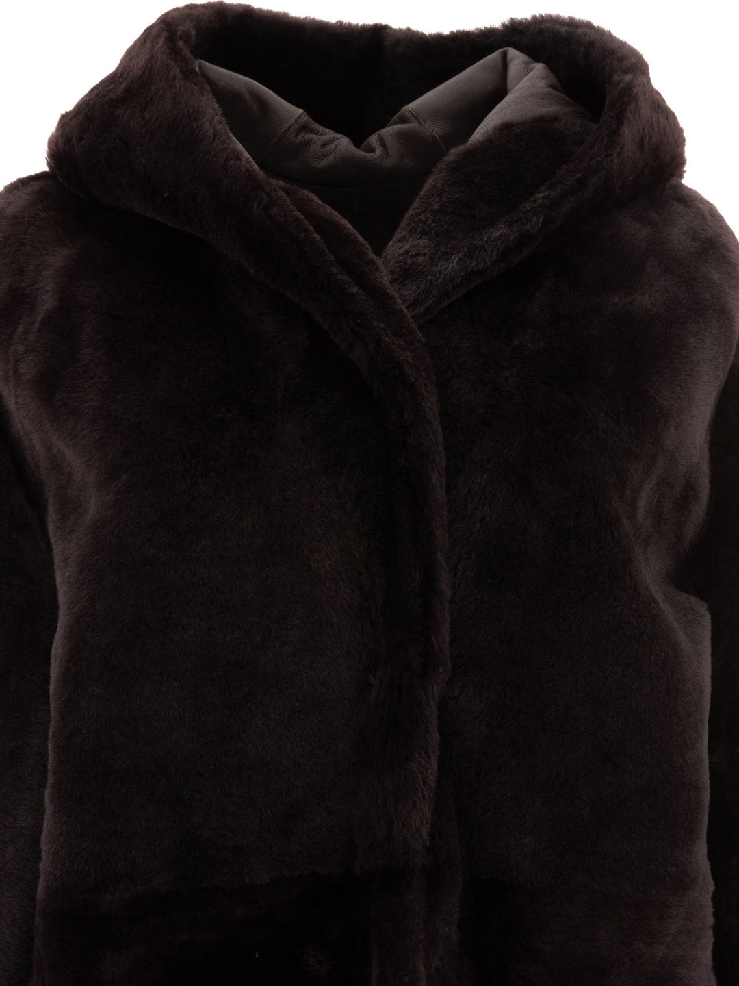 Cappotto In Shearling Con Cappuccio Coats Marrone