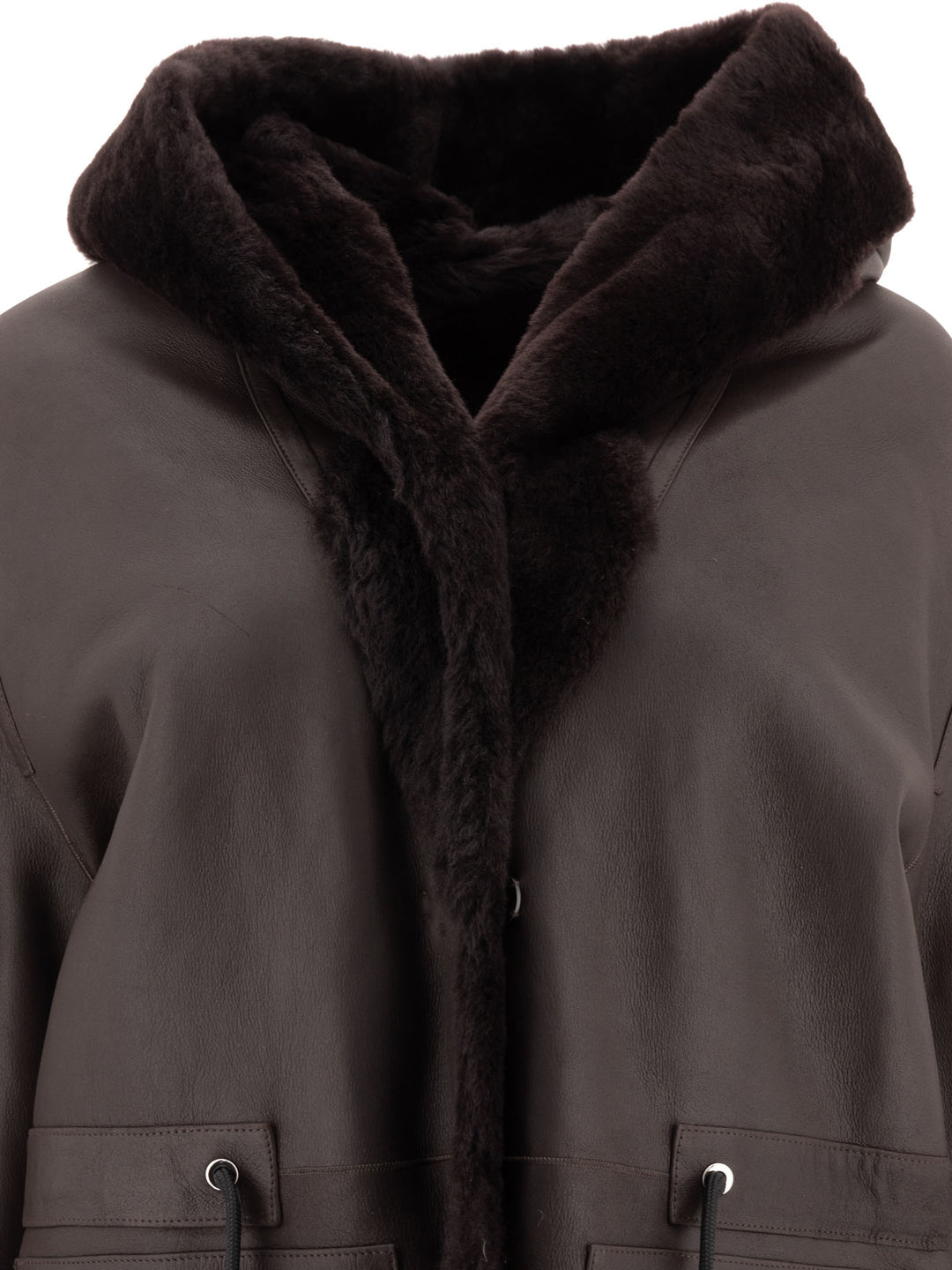 Cappotto In Shearling Con Cappuccio Coats Marrone