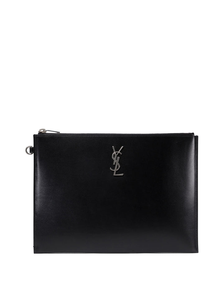 Pochette Con Placca Logo Pouch Nero