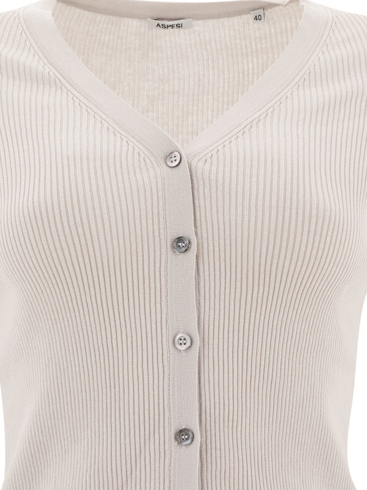 Cardigan In Cotone Con Scollo A V Knitwear Bianco