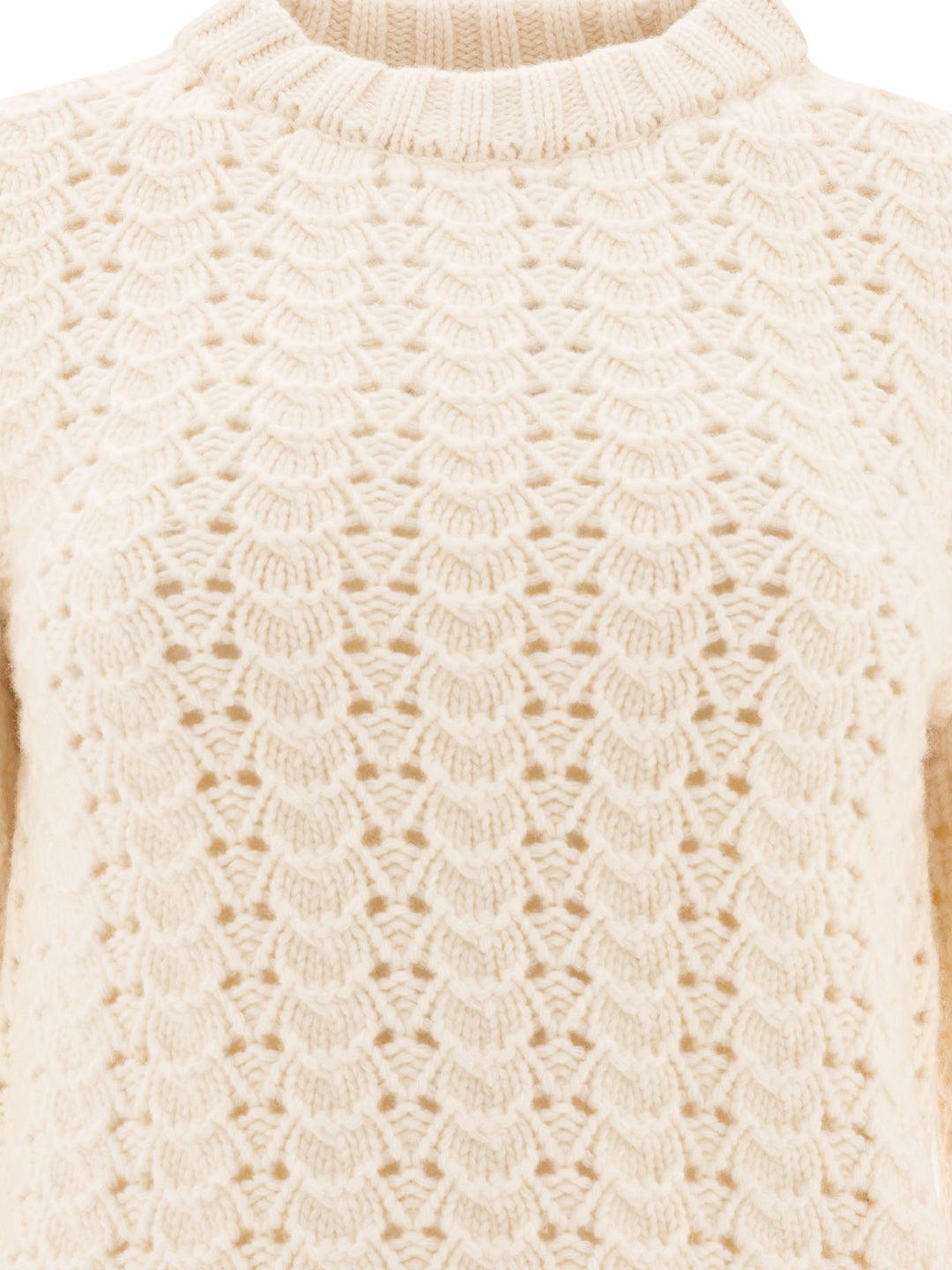 Maglione Girocollo In Maglia Pointelle Knitwear Bianco