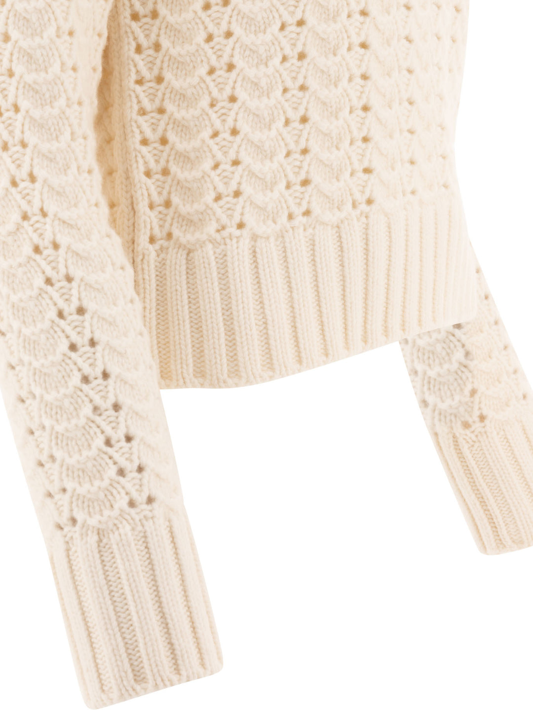 Maglione Girocollo In Maglia Pointelle Knitwear Bianco