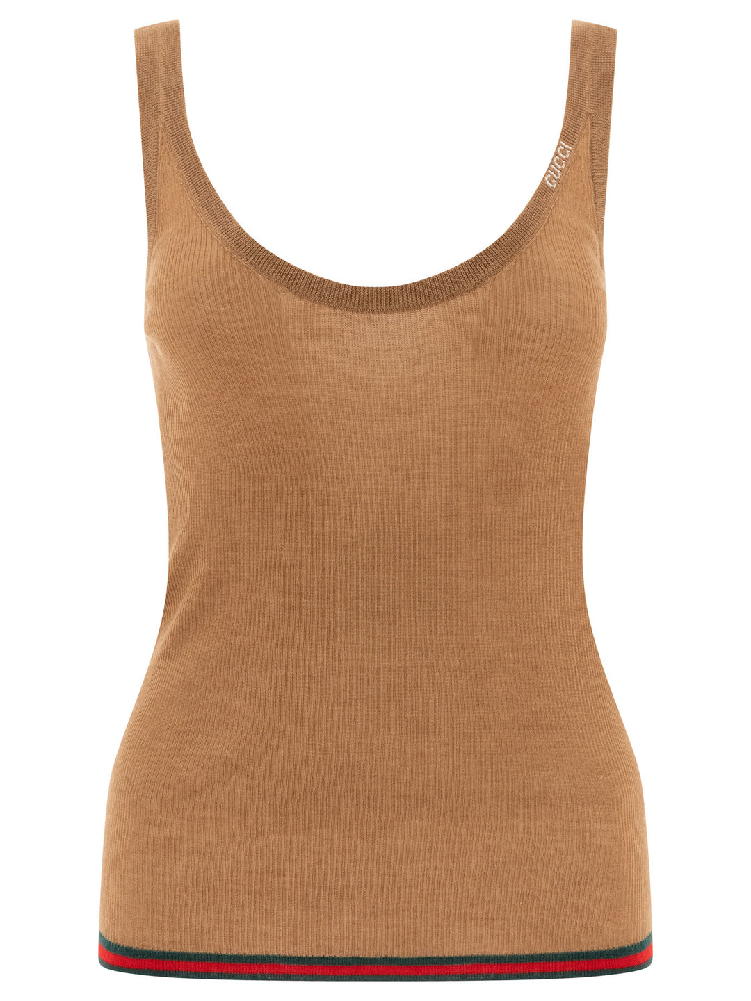 Canotta A Coste Con Dettaglio Logo Top Beige