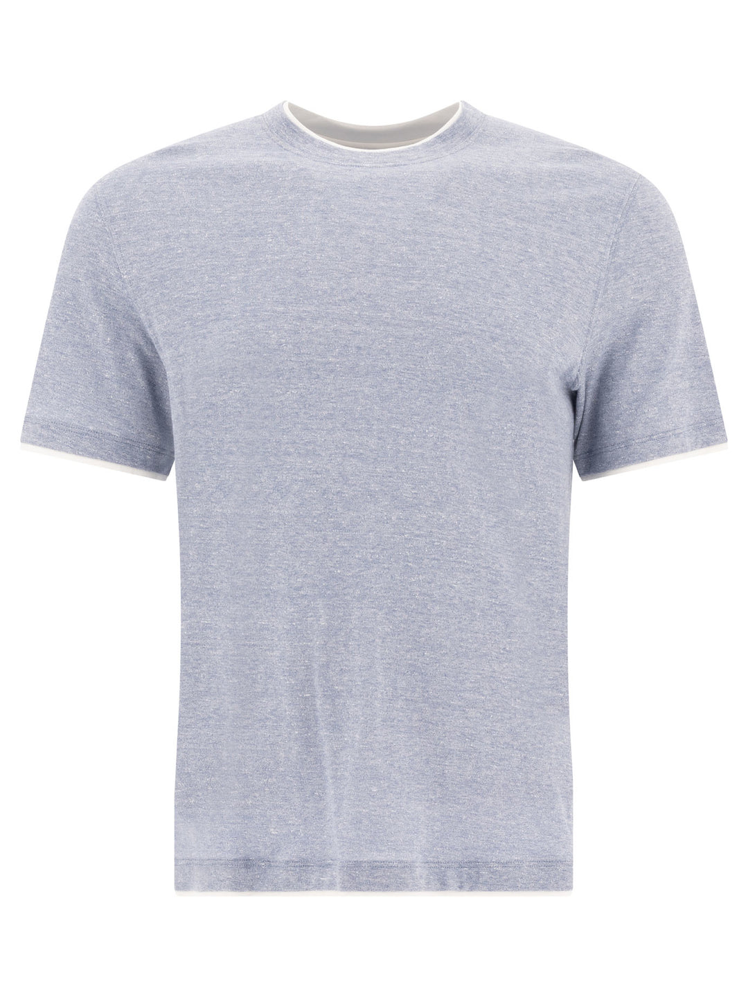 T-Shirt In Cotone-Lino A Strati T-Shirts Celeste