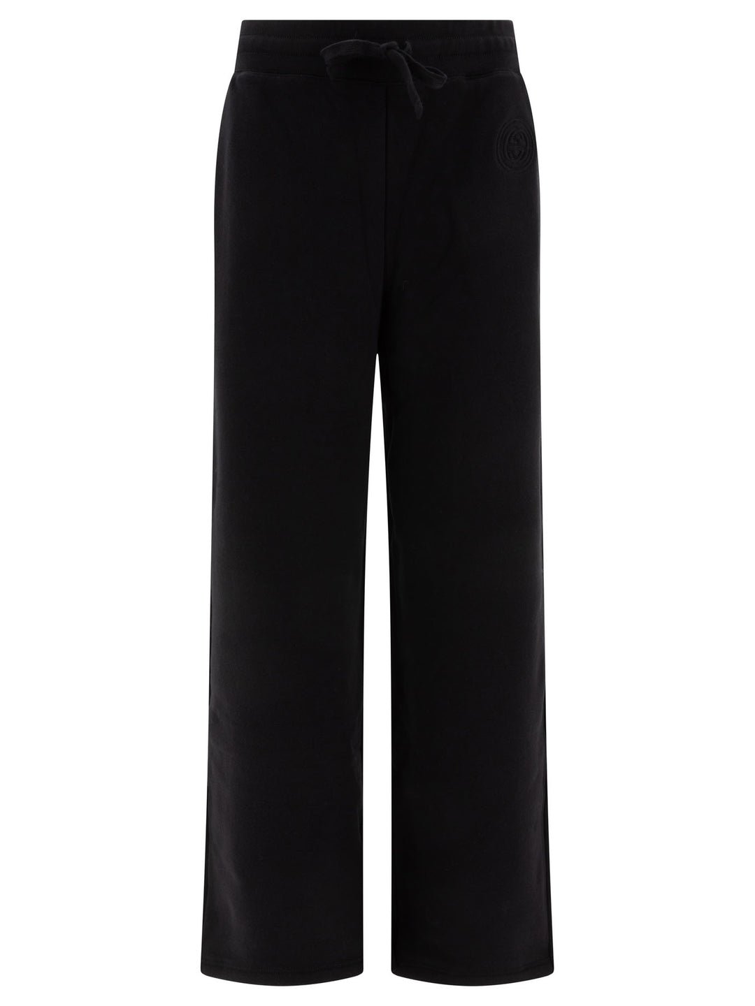 Pantaloni In Jersey Di Cotone Con Ricamo Trousers Nero