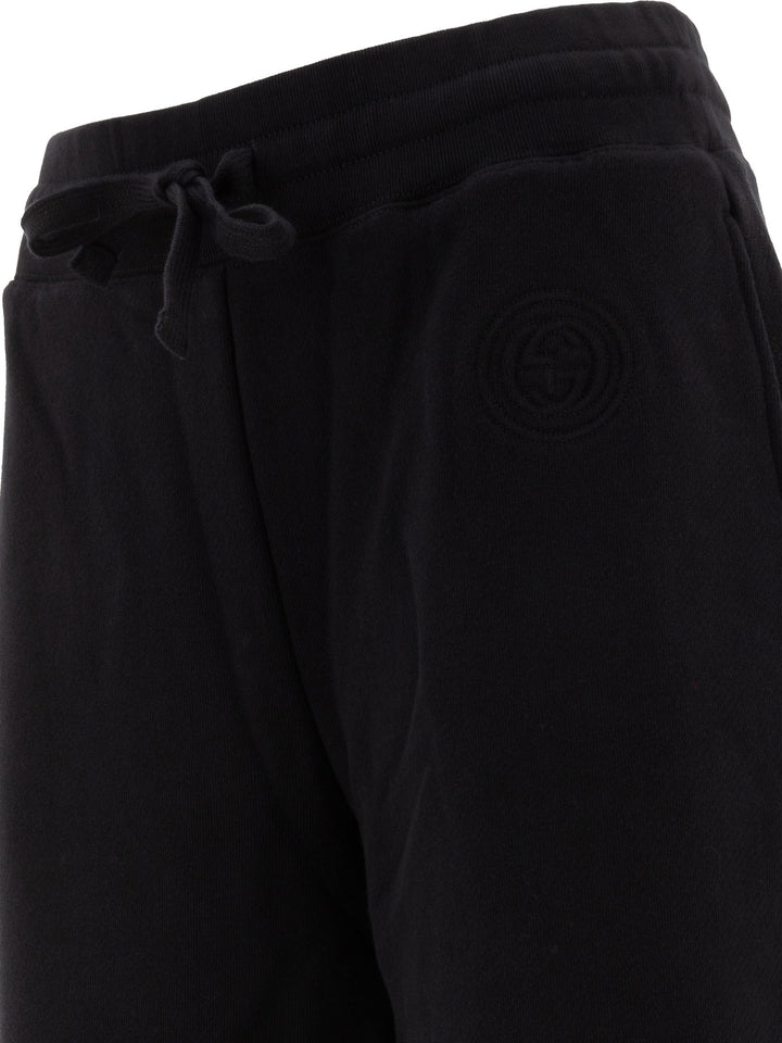 Pantaloni In Jersey Di Cotone Con Ricamo Trousers Nero