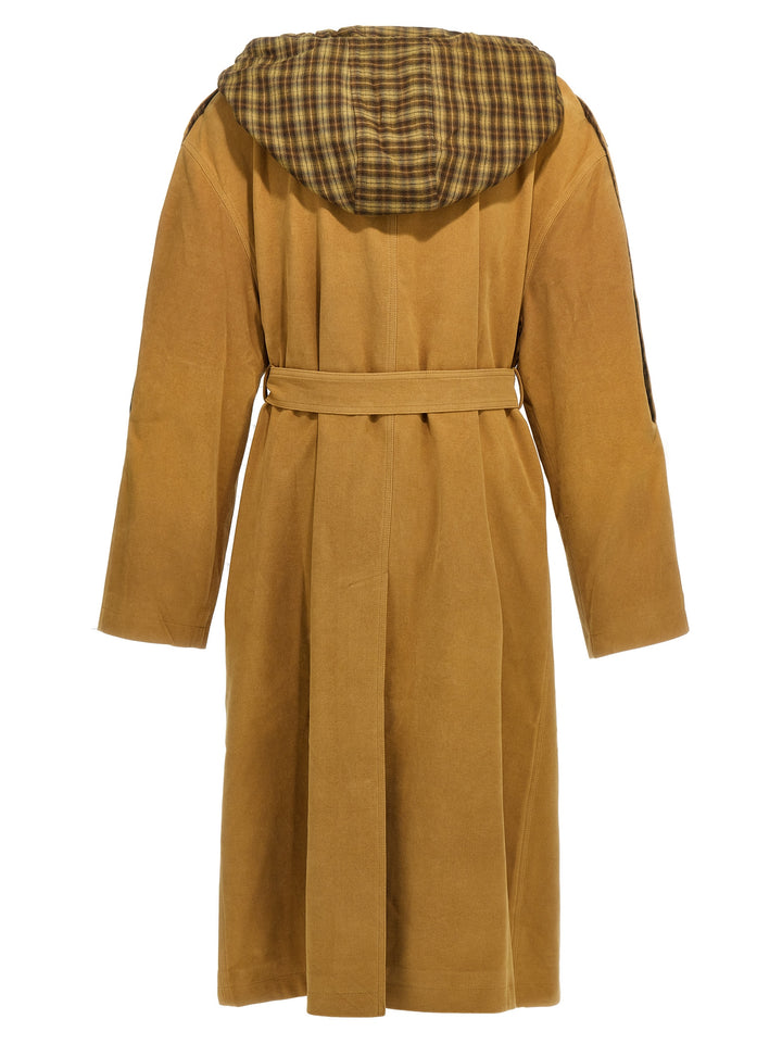 Two-Material Trench Coat Giacche Marrone