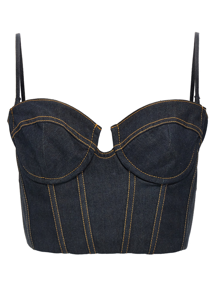 Crush Denim Corset Top Blu