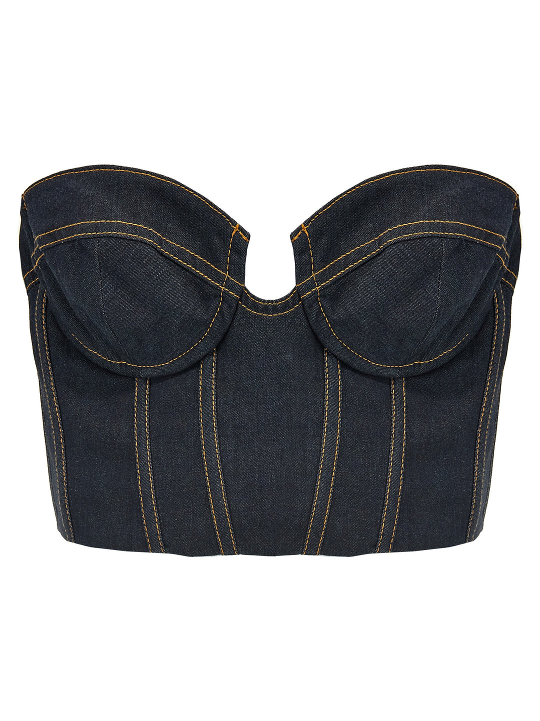 Crush Denim Corset Top Blu