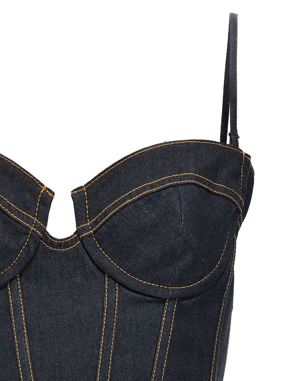 Crush Denim Corset Top Blu