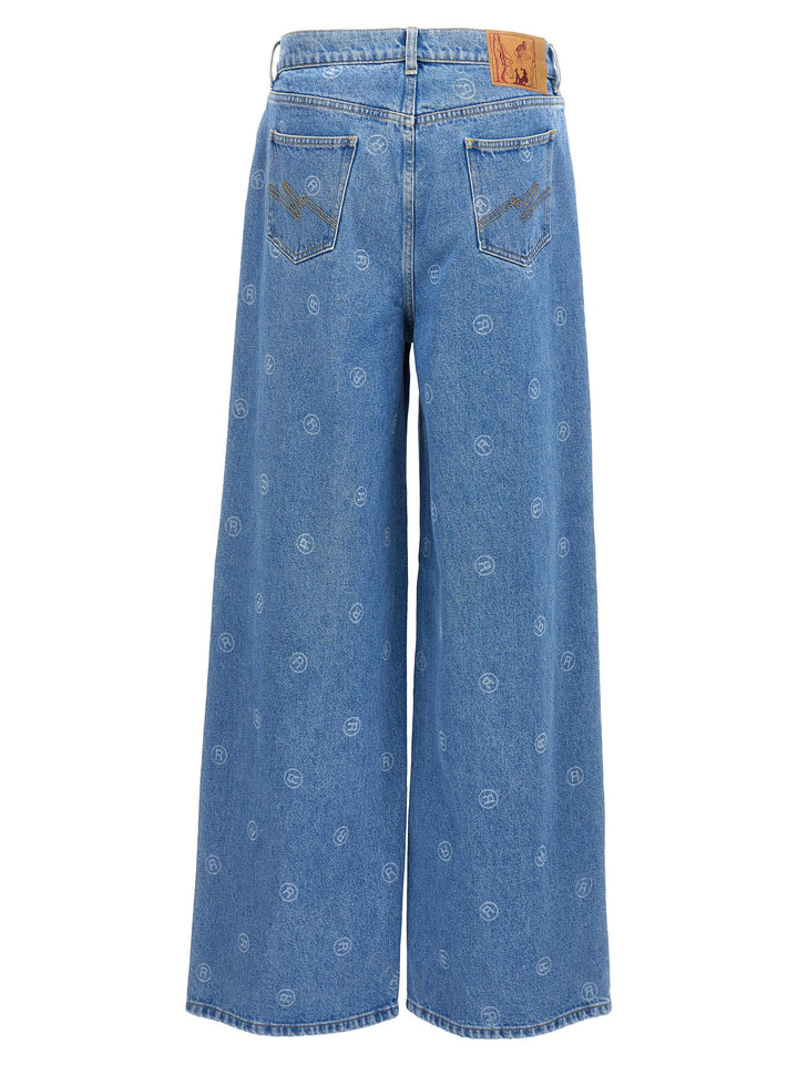 All-Over Logo Jeans Pantaloni Celeste