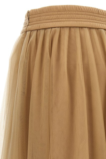 Tulle Midi Skirt Gonne Beige