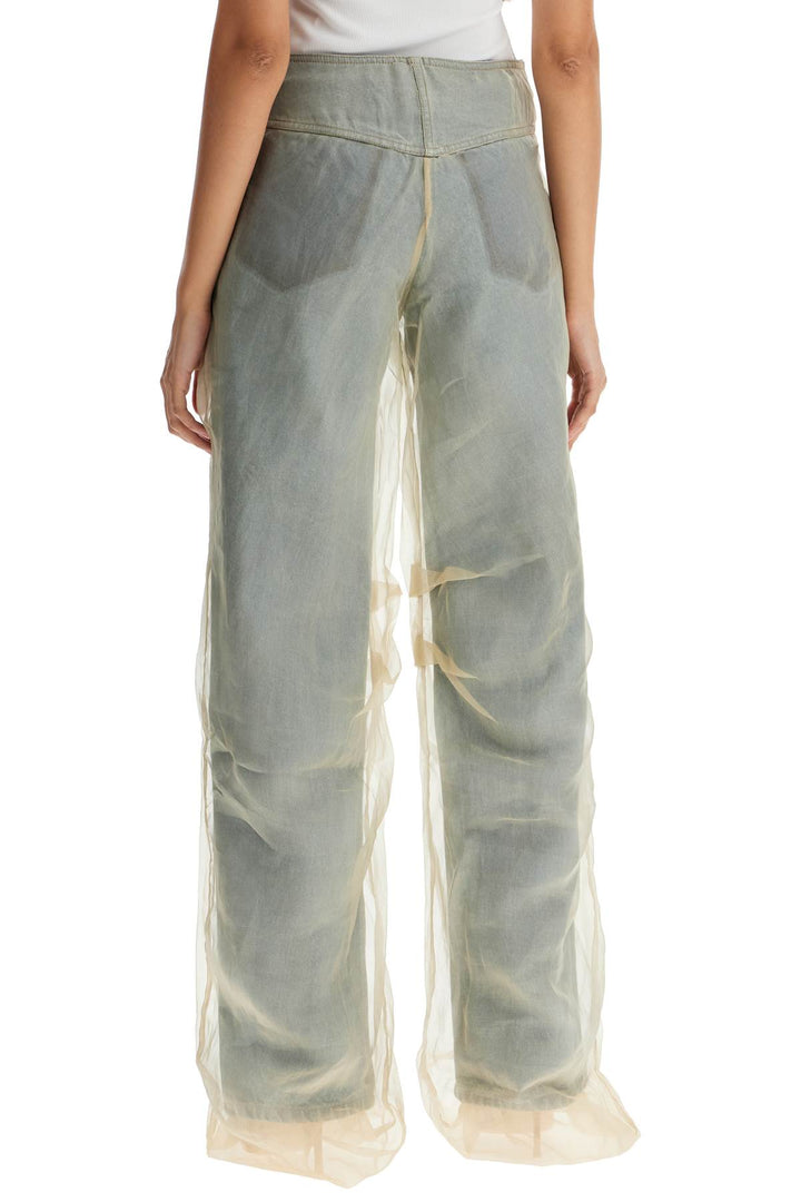 Jeans Con Strato In Organza Di Seta