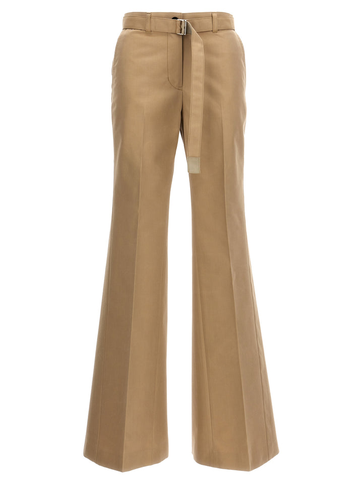 Gabardine Flared Pantaloni Beige