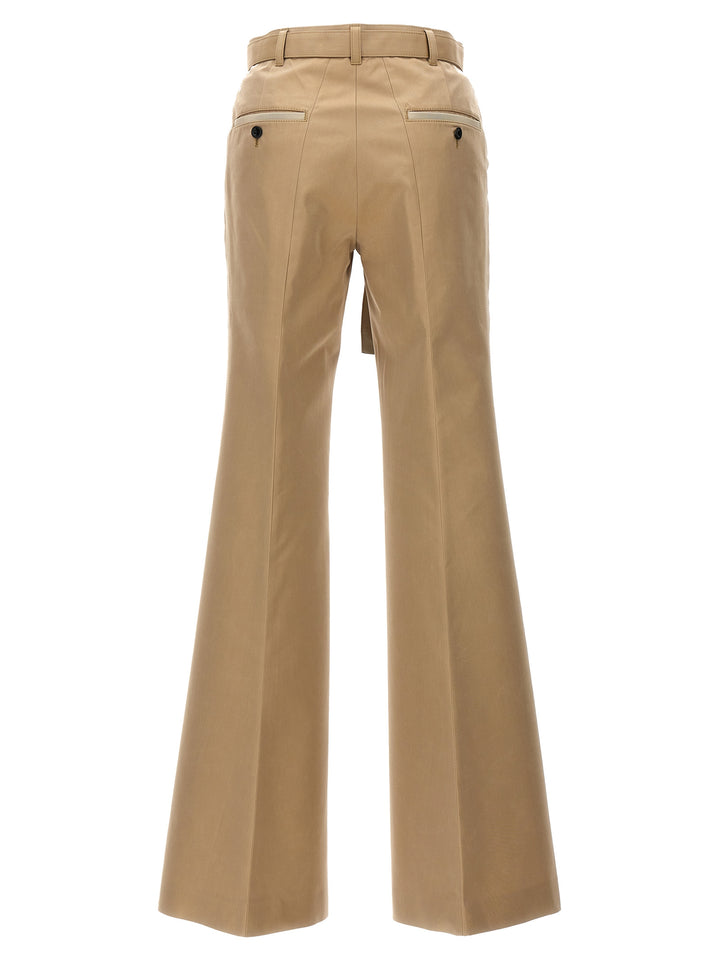 Gabardine Flared Pantaloni Beige