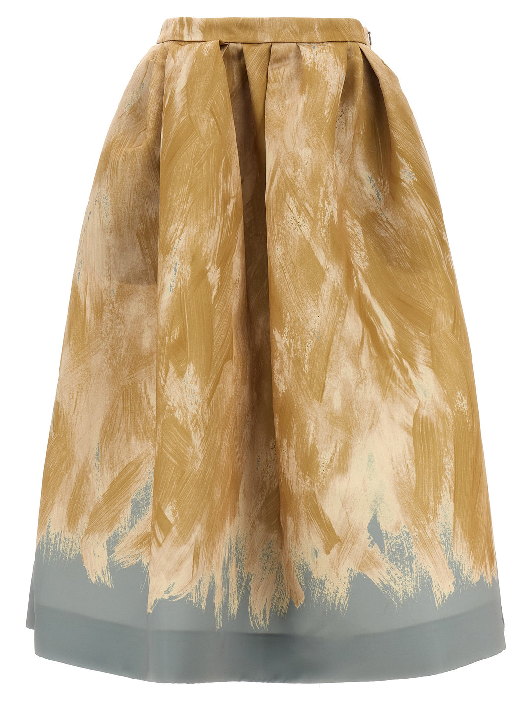 Flared Midi Skirt Gonne Beige